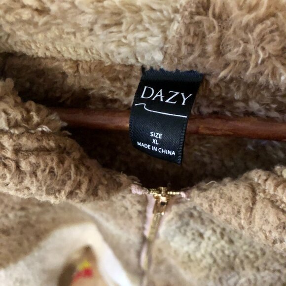 [Women's XL] Teddy Sherpa Cropped Jacket Tie Dye Fuzzy Hooded Zip Up Cozycore - Picture 5 of 6